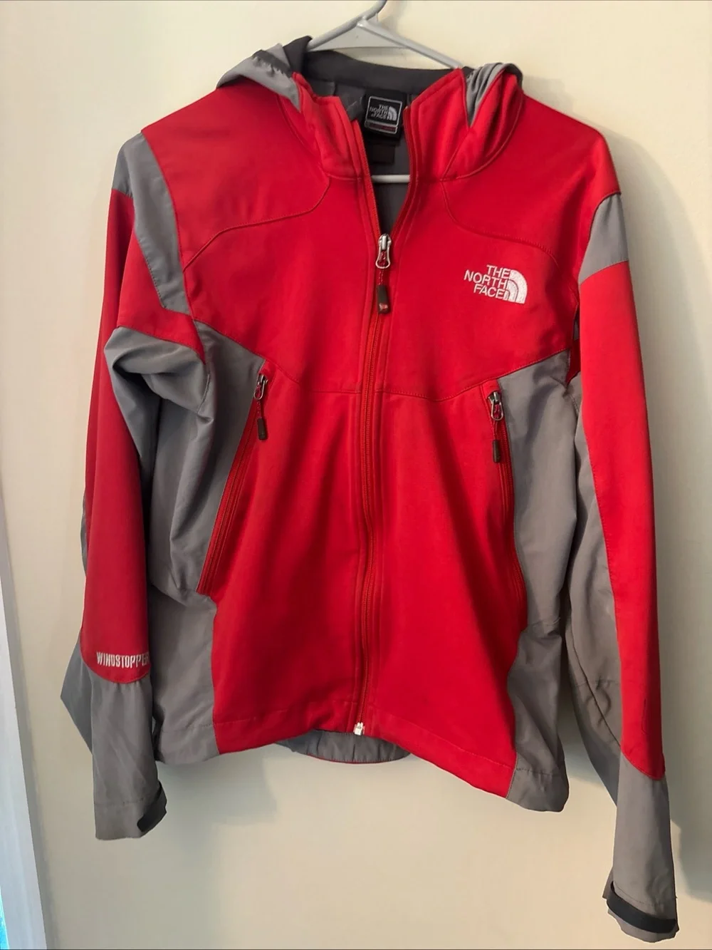The North Face Kids Red & Gray Hooded Softshell Jacket